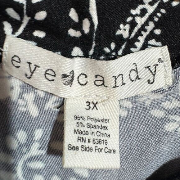 Eyecandy Tunic Womens 3X Black White Floral Sleeveless Boho Cottagecore Keyhole - Picture 5 of 6